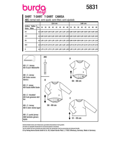 Molde de T-shirt - Burda 5831