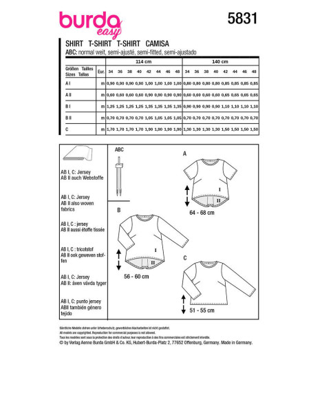 Molde de T-shirt - Burda 5831