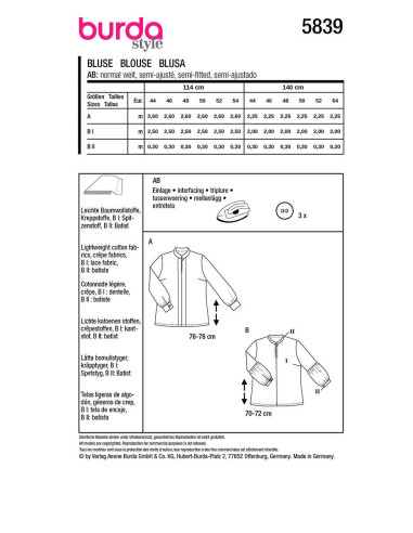 Molde de blusa - Burda 5839