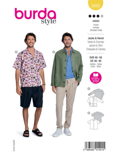 Molde de casaco e camisa - Burda 5842