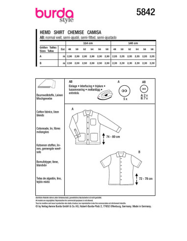 Molde de casaco e camisa - Burda 5842