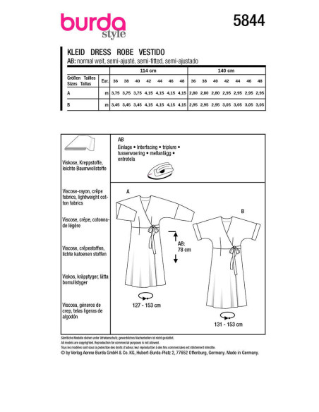 Molde de vestido - Burda 5844