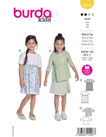Molde de vestido e blusa - Burda 9226