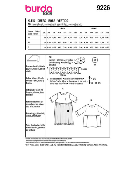 Molde de vestido e blusa - Burda 9226