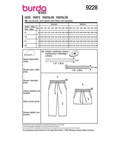 Molde de calça - Burda 9228