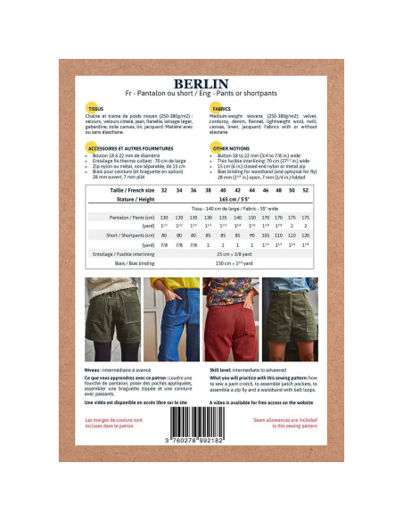 Padrão de calça e short Berlin - Ikatee