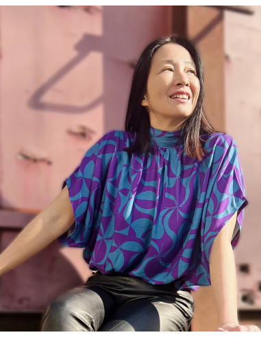 Tecido sarja de viscose Purple retro - My Dress Made