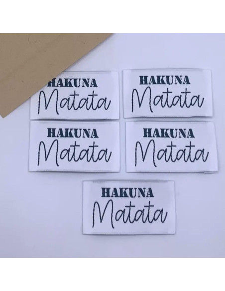 Conjunto de 5 etiquetas tecidas para costurar Hakuna Matata
