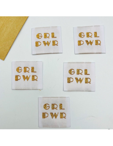 Conjunto de 5 etiquetas tecidas para costurar Girl Power