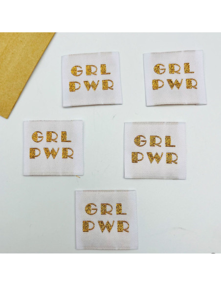 Conjunto de 5 etiquetas tecidas para costurar Girl Power
