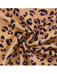 Tecido gaze dupla Fauve - Marrom e roxo
