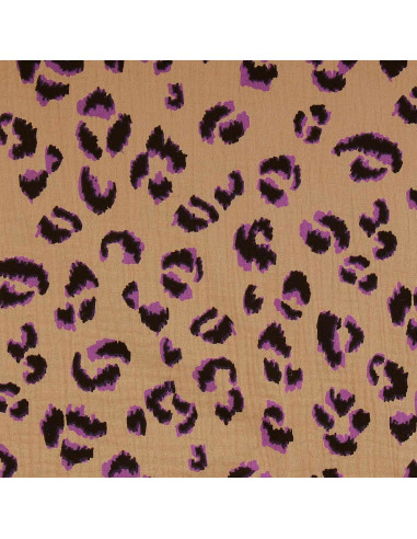 Tecido gaze dupla Fauve - Marrom e roxo