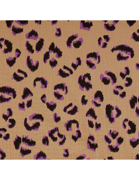 Tecido gaze dupla Fauve - Marrom e roxo