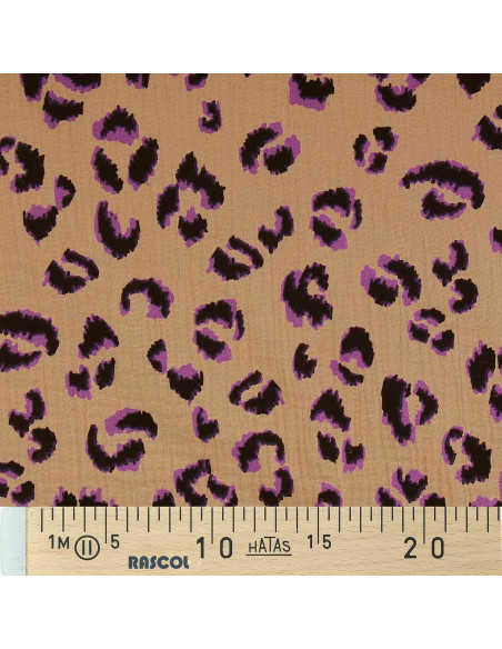 Tecido gaze dupla Fauve - Marrom e roxo