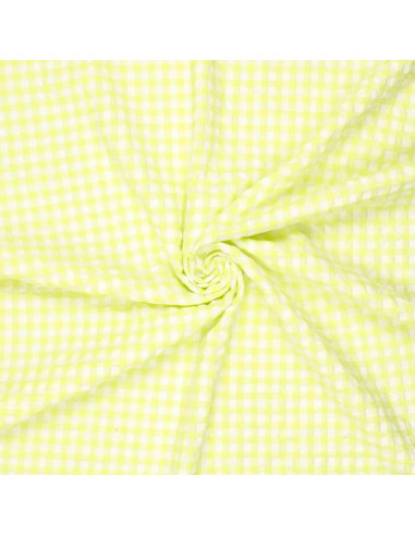 Tecido Seersucker xadrez - Amarelo