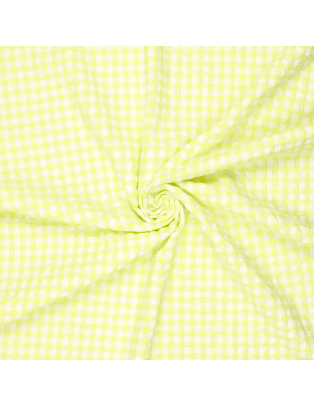 Tecido Seersucker xadrez - Amarelo