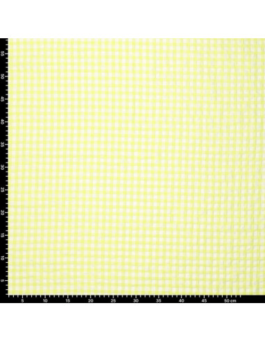 Tecido Seersucker xadrez - Amarelo