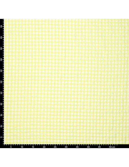 Tecido Seersucker xadrez - Amarelo