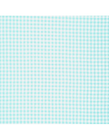 Tecido Seersucker xadrez - Azul turquesa