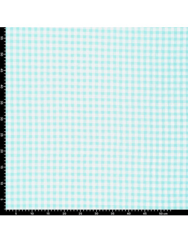 Tecido Seersucker xadrez - Azul turquesa