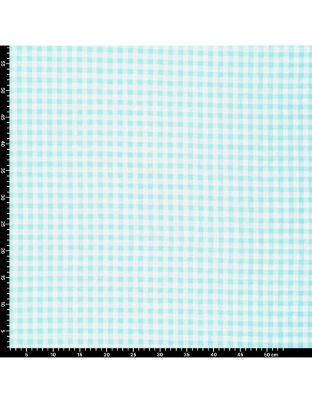 Tecido Seersucker xadrez - Azul turquesa