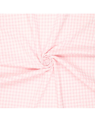 Tecido Seersucker xadrez - Rosa