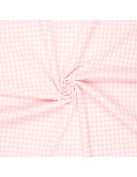 Tecido Seersucker xadrez - Rosa