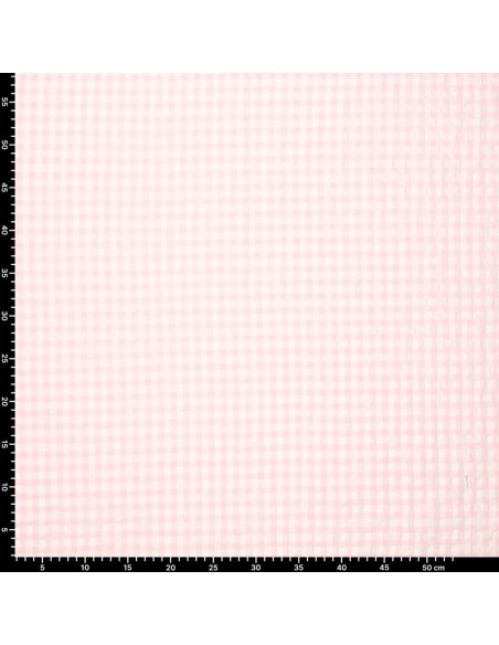 Tecido Seersucker xadrez - Rosa