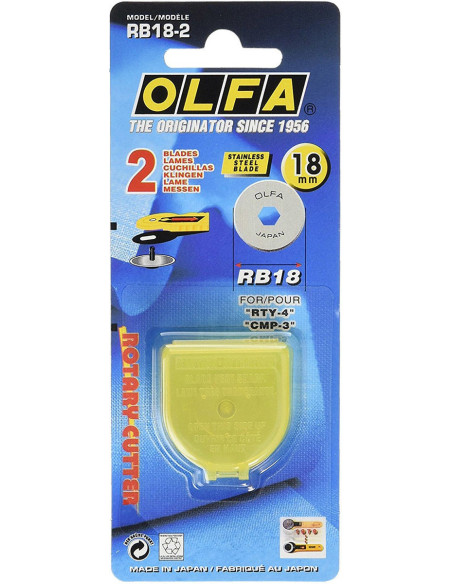 2 lâminas de reposição para cortador Olfa - 18 mm