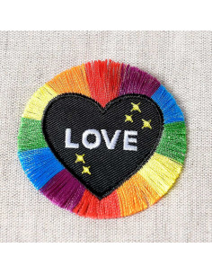 Emblema termocolante coração LOVE - Multicolorido