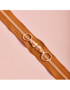 Fecho de correr duplo Gold e Pecan Pie 40 cm - Atelier Brunette