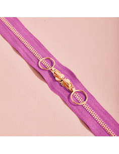 Fecho de correr duplo Gold e Bubble Gum 40 cm - Atelier Brunette