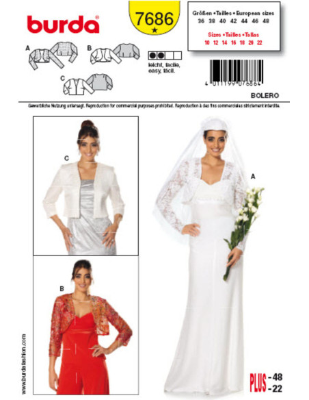 Molde de bolero - Burda 7686