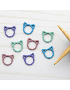 Conjunto de 8 marcadores de malhas fechados - Gato colorido