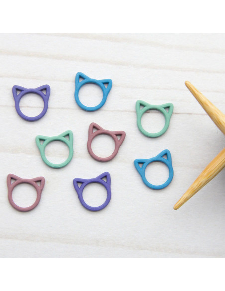 Conjunto de 8 marcadores de malhas fechados - Gato colorido