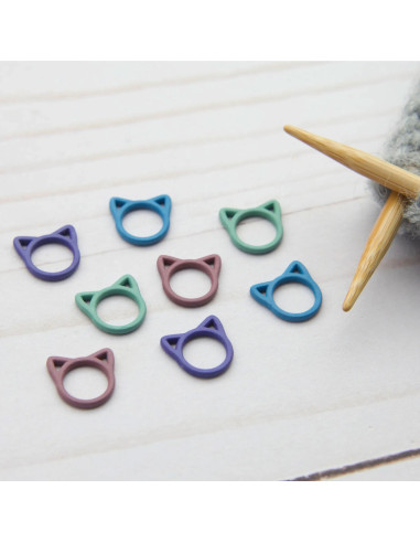 Conjunto de 8 marcadores de malhas fechados - Gato colorido