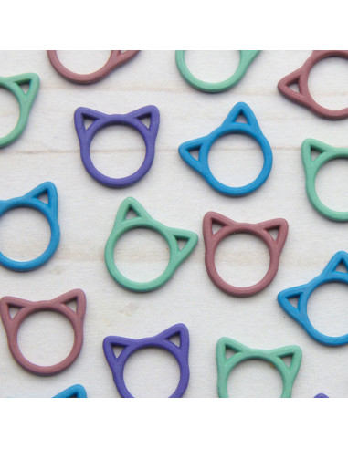 Conjunto de 8 marcadores de malhas fechados - Gato colorido