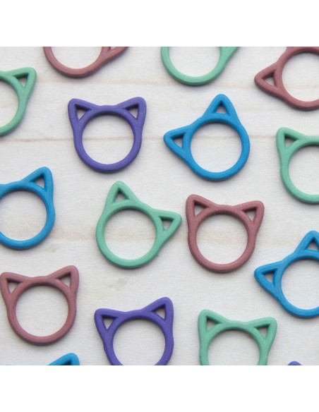 Conjunto de 8 marcadores de malhas fechados - Gato colorido