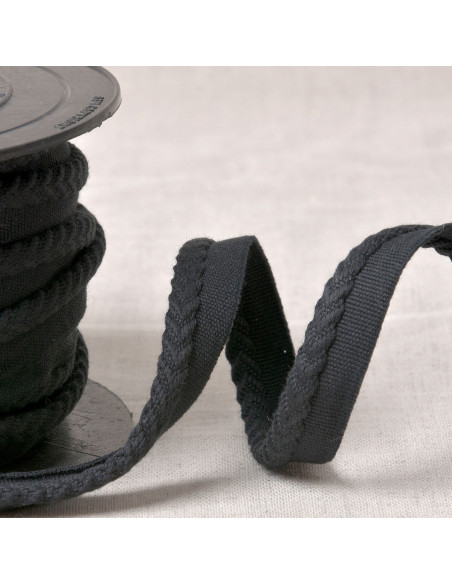 Cordão de viés espinha de peixe - Preto
