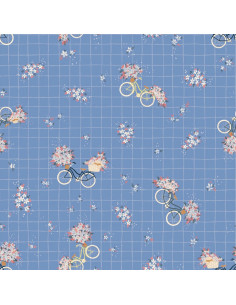 Tecido de cetim de algodão Bicicleta azul - Lise Tailor 2
