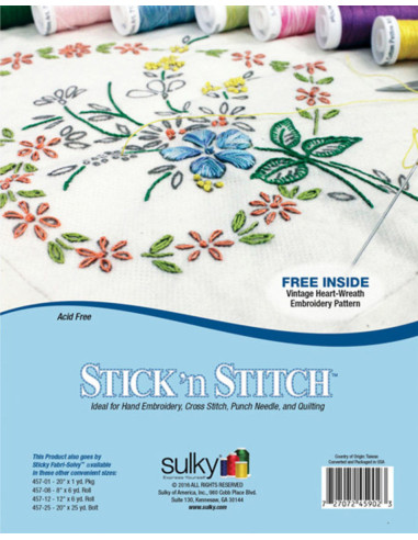 Conjunto de 12 folhas hidrossolúveis, adesivas e imprimíveis A4 Stick N Stitch Sulky