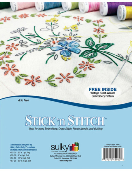 Conjunto de 12 folhas hidrossolúveis, adesivas e imprimíveis A4 Stick N Stitch Sulky