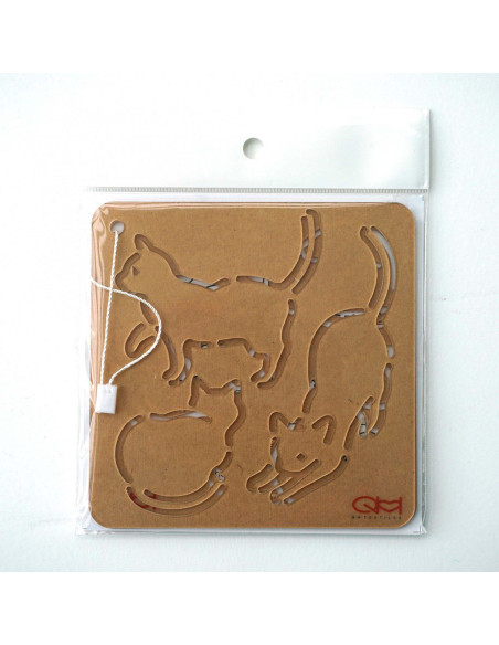 Conjunto de 2 moldes para stencil de sashiko - Neko