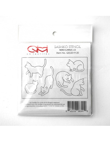 Conjunto de 2 moldes para stencil de sashiko - Neko