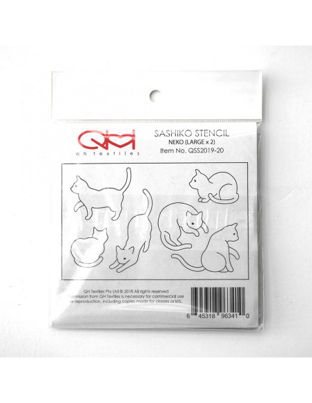 Conjunto de 2 moldes para stencil de sashiko - Neko