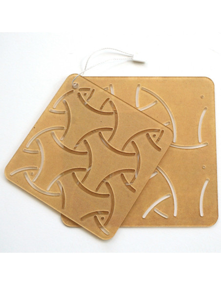 Conjunto de 2 moldes para stencil de sashiko - Maru-Bishamon
