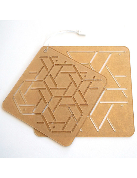 Conjunto de 2 moldes para estêncil sashiko - Musubi-Kasane-Kikkou