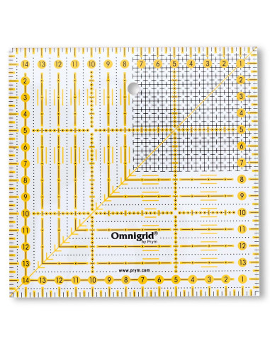 Régua patchwork Omnigrid gradeada 15 x 15 cm