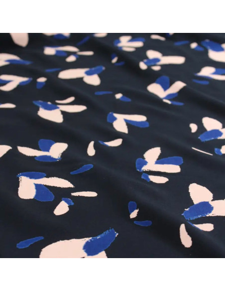 Tecido popeline de viscose Pétali azul-marinho - Églantine & Zoé