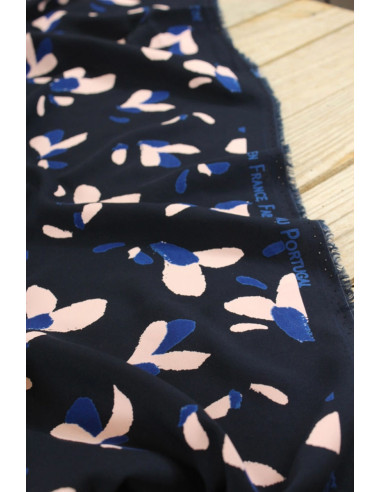 Tecido popeline de viscose Pétali azul-marinho - Églantine & Zoé